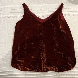 Crushed velvet tank with silk lining.